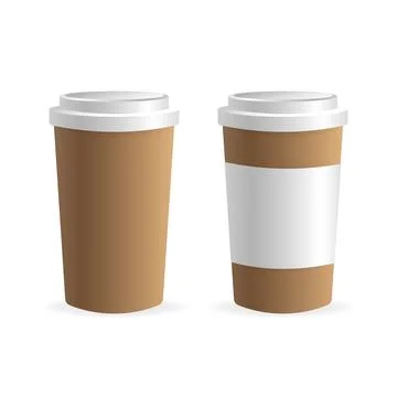 Paper coffee cup in 3d style on white background. Blank mockup. Mock up Stock Illustration