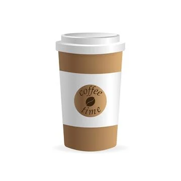 Paper coffee cup in 3d style on white background. Blank mockup. Mock up Stock Illustration