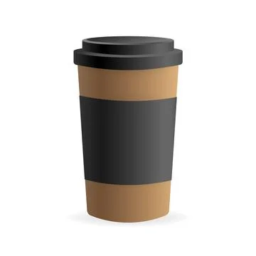 Paper coffee cup in 3d style on white background. Blank mockup. Mock up 库存插图