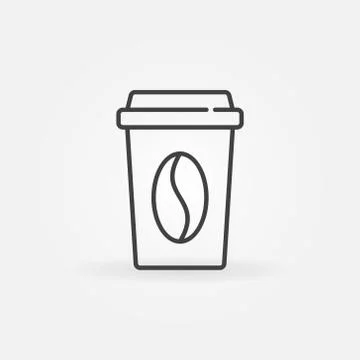 Paper coffee cup concept vector icon in thin line style Stock Illustration