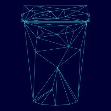 Paper coffee cup low poly triangulation triangulated polygonal electric cyan  Stock Illustration