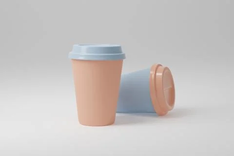 Paper coffee cup mock-up. Render realistic 3d illustration. Package mockup de Stock Illustration