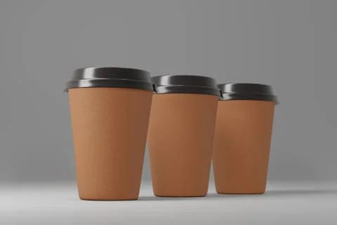 Paper coffee cup mock-up. Render realistic 3d illustration. Package mockup de Stock Illustration
