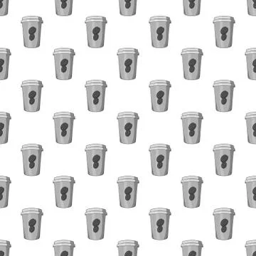 Paper coffee cup seamless pattern Illustrazione stock