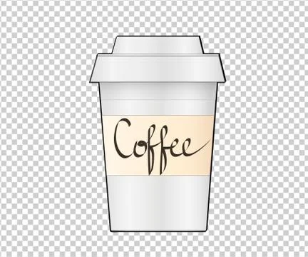 Paper Coffee Cup on transparent background. Collection Coffee Cup Mockup. Vec Stock Illustration