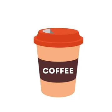 Paper coffee cup on white background. Vector illustration in trendy flat style Stock Illustration
