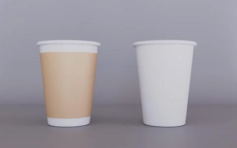 Paper coffee cup with white lid on pastel color background Stock Illustration