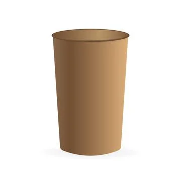 Paper coffee cup without cover in 3d style on white background. Blank mockup Stock Illustration
