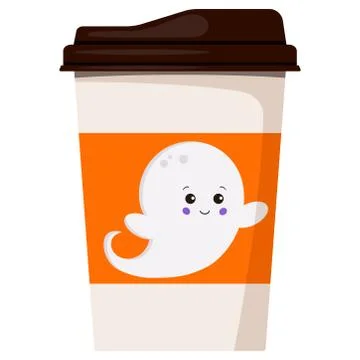 Paper coffee or tea cup flat design decorated with cute and sweet baby boy gh Stock Illustration