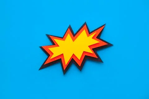 Paper comic speech bubble on blue background. Stock Illustration