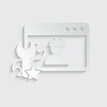 Paper Computer engineering.  Computer repairing,  fix computer, internet icon Stock Illustration