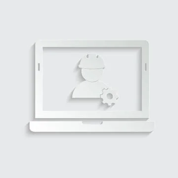 Paper Computer engineering.  Computer repairing,  fix computer, internet icon Stock Illustration