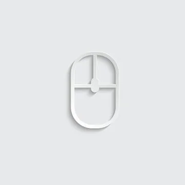 Paper computer mouse  - black vector icon line style Stock Illustration