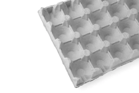 Paper container for eggs isolated on white background. Stock Photos