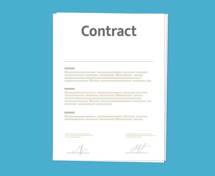 Paper contract document or signed legal agreement Stock Illustration