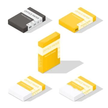 Paper for copier isometric icon set Stock Illustration