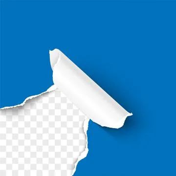 Paper corner torn hole corner of paper sheet with paper curl isolated on Stock Illustration