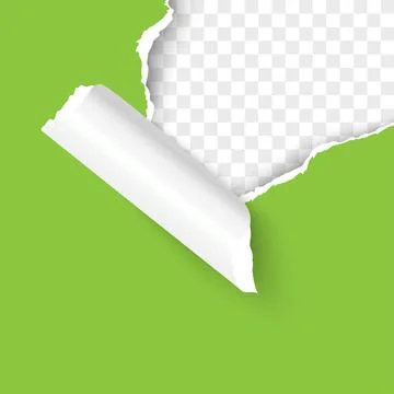Paper corner torn hole corner of paper sheet with paper curl isolated on Stock Illustration