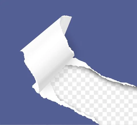 Paper corner torn hole corner of paper sheet with paper curl isolated on Stock Illustration