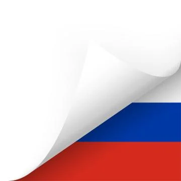 Paper corner turned with russian flag Stock Illustration