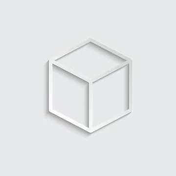 Paper cube icon vector black cube sign Stock Illustration