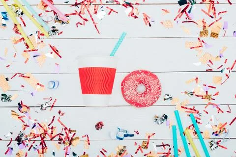 Paper cup and donut 写真素材