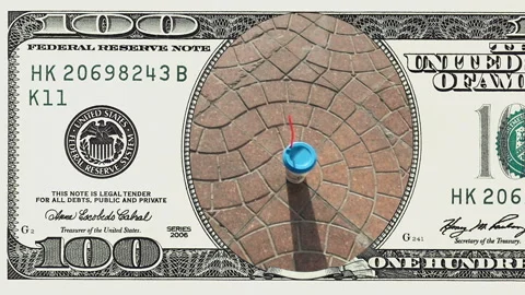 Paper cup with cap in frame of 100 dollar bill 스톡 동영상 97198513