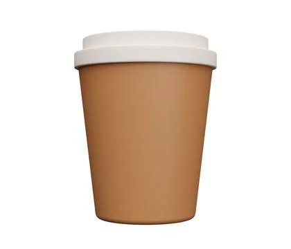 Paper cup coffee 3d. 3d render cartoon minimal icon illustration Stock Illustration