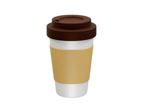 Paper cup with coffee 3d rendering illustration Stock Illustration