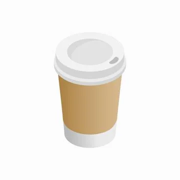 Paper cup of coffee icon, isometric 3d style Stock Illustration