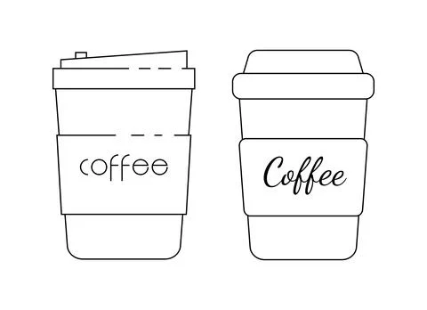 Paper cup. Cups for hot coffee. Container drink for cafe, coffee or tea hot.. Stock Illustration