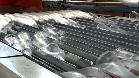 Paper cup factory with a worker Video stock 236710667