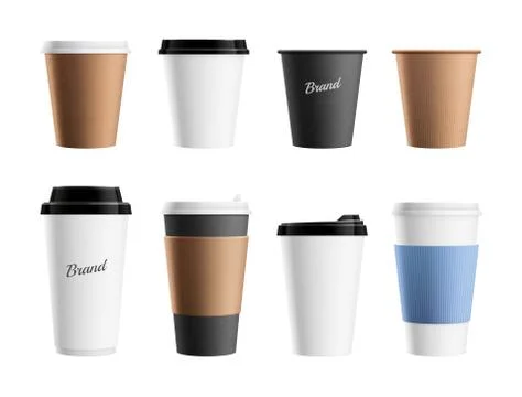 Paper cup mockup. Brown eco mug template for coffee cappuccino latte. Branding Stock Illustration