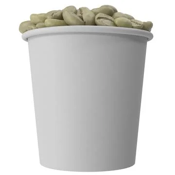 Paper cup with raw coffee beans. 3d illustration Stock Illustration