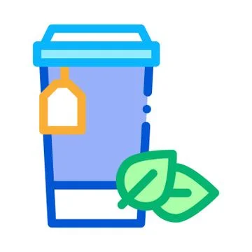 Paper cup of tea icon vector outline illustration Illustrazione stock