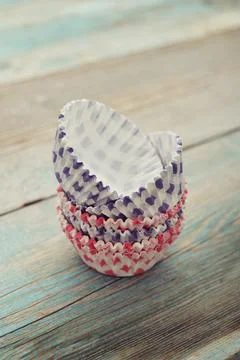 Paper cupcake cases Stock Photos