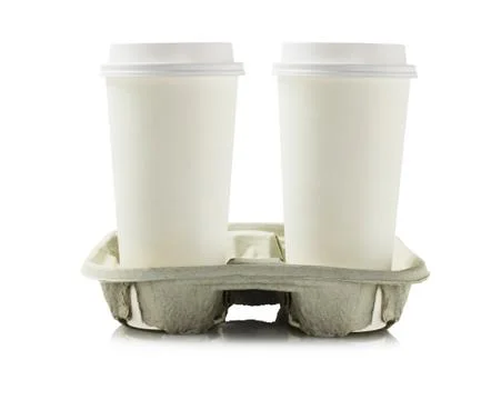 Paper cups in holder Stock Photos