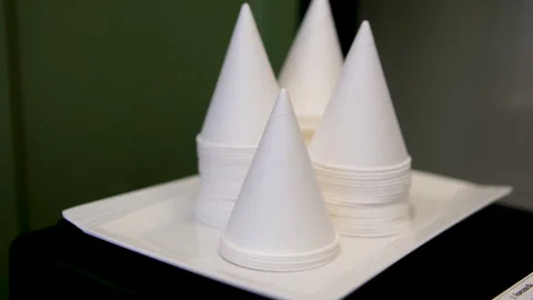 Paper cups triangular Cone paper cups Stock Footage 313118706