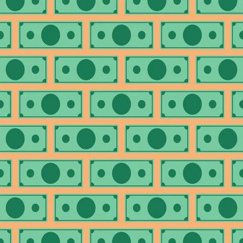 Paper currency pattern,wall of money,vector. Illustrazione stock