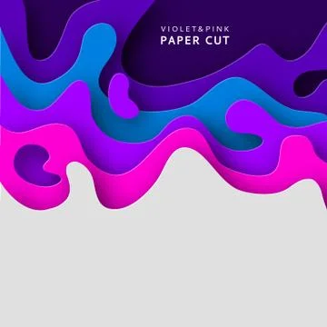 Paper cut 3D abstract background with paper cut shapes. Design Template. Layered Stock Illustration