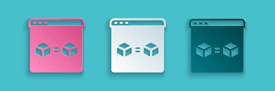 Paper cut 3D printer perfect copy icon isolated on blue background. 3d printing Illustrazione stock