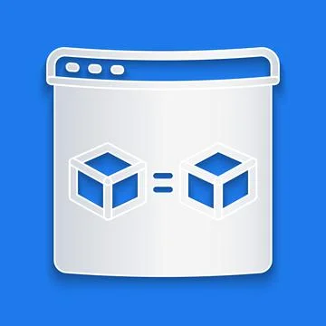 Paper cut 3D printer perfect copy icon isolated on blue background. 3d printing Stock Illustration