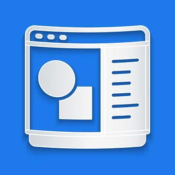 Paper cut 3D printer software icon isolated on blue background. 3d printing Stock Illustration