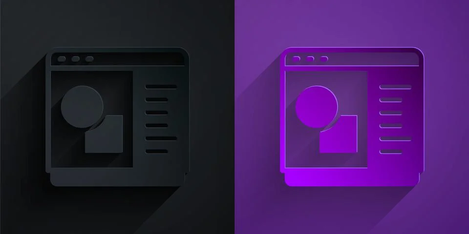 Paper cut 3D printer software icon isolated on black on purple background. 3d Stock Illustration