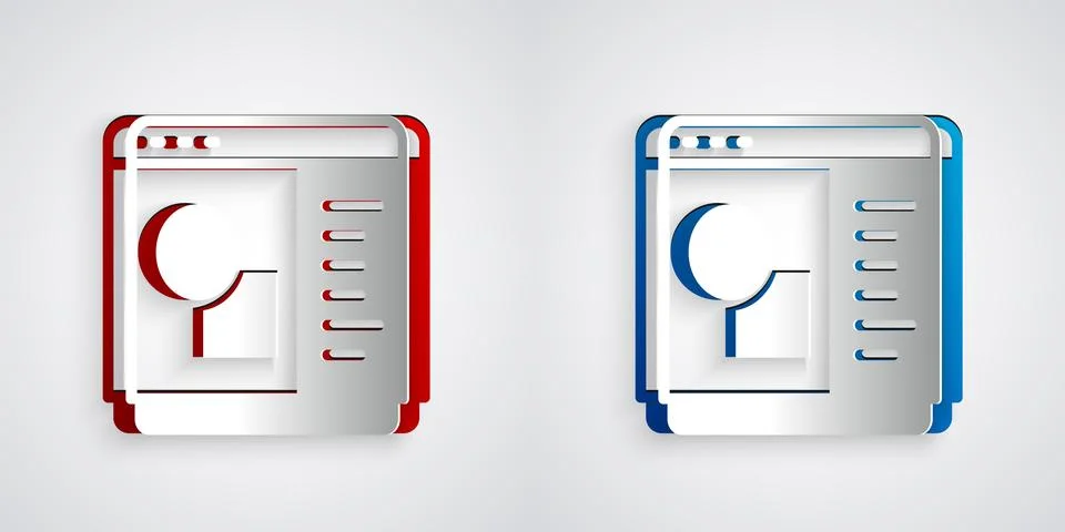 Paper cut 3D printer software icon isolated on grey background. 3d printing.  Stock Illustration