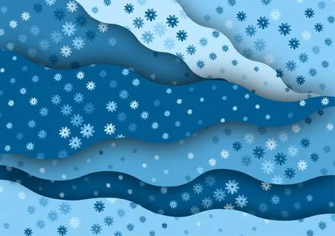 Paper cut Abstract Background Blue tone Pattern Seamless flower shape Vector Illustrazione stock