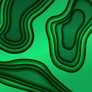 Paper cut abstract design background. Green color papercut shapes style for Stock Illustration