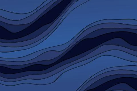 Paper cut abstract design background. Blue color papercut shapes style for Stock Illustration