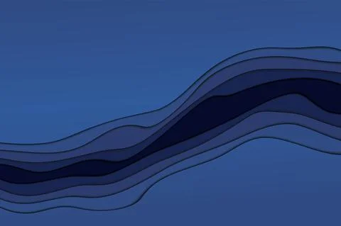 Paper cut abstract design background. Blue color papercut shapes style for Stock Illustration