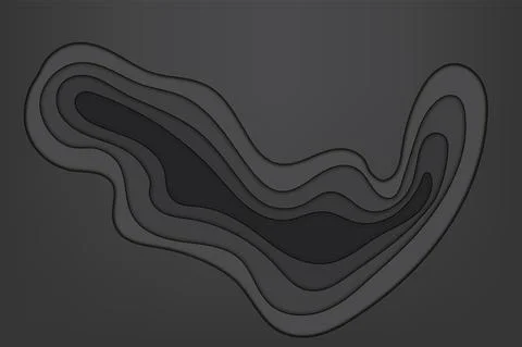 Paper cut abstract design background. Black color papercut shapes style for Stock Illustration